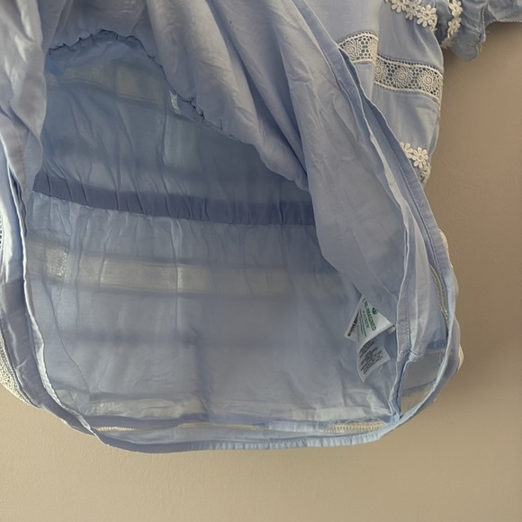 J. Crew Daisy-chain peplum top puff sleeves blue and white size - Picture 9 of 11